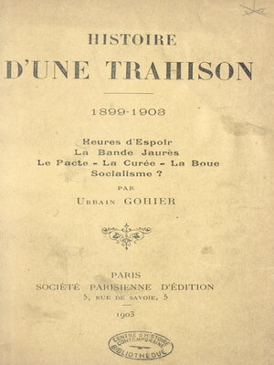 cover image of Histoire d'une trahison, 1899-1903